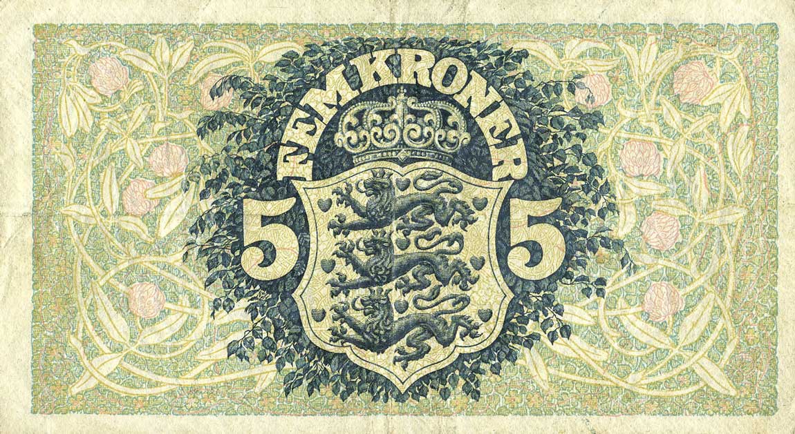 Back of Denmark p25e: 5 Kroner from 1935