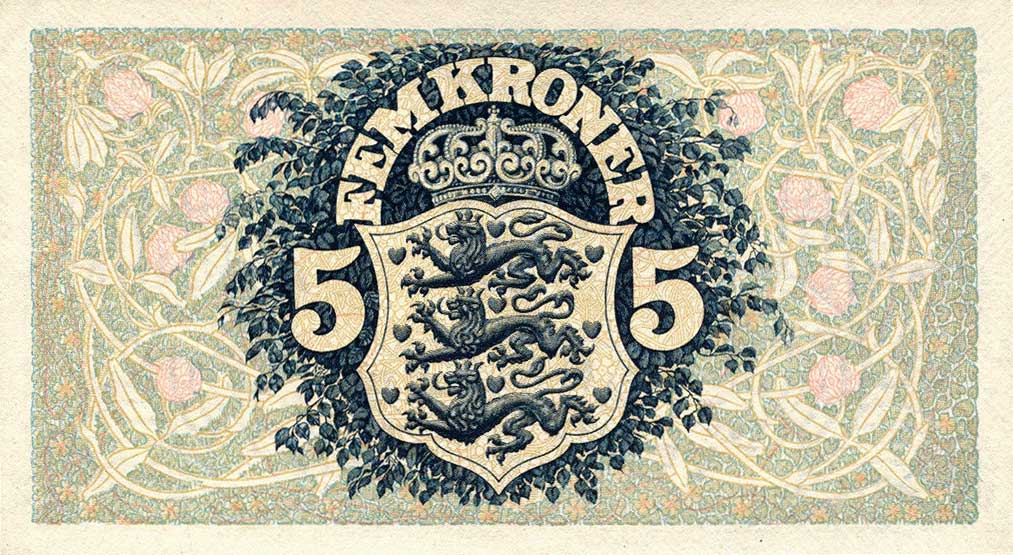 Back of Denmark p25g: 5 Kroner from 1935