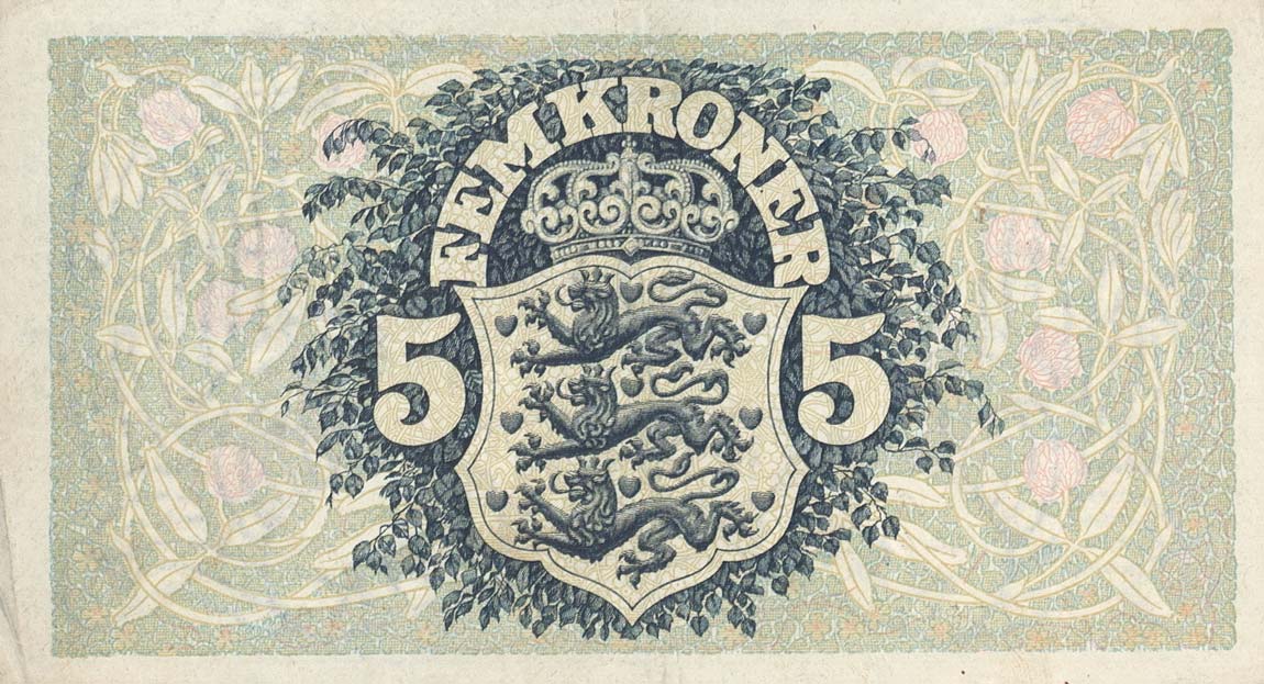 Back of Denmark p30b: 5 Kroner from 1939