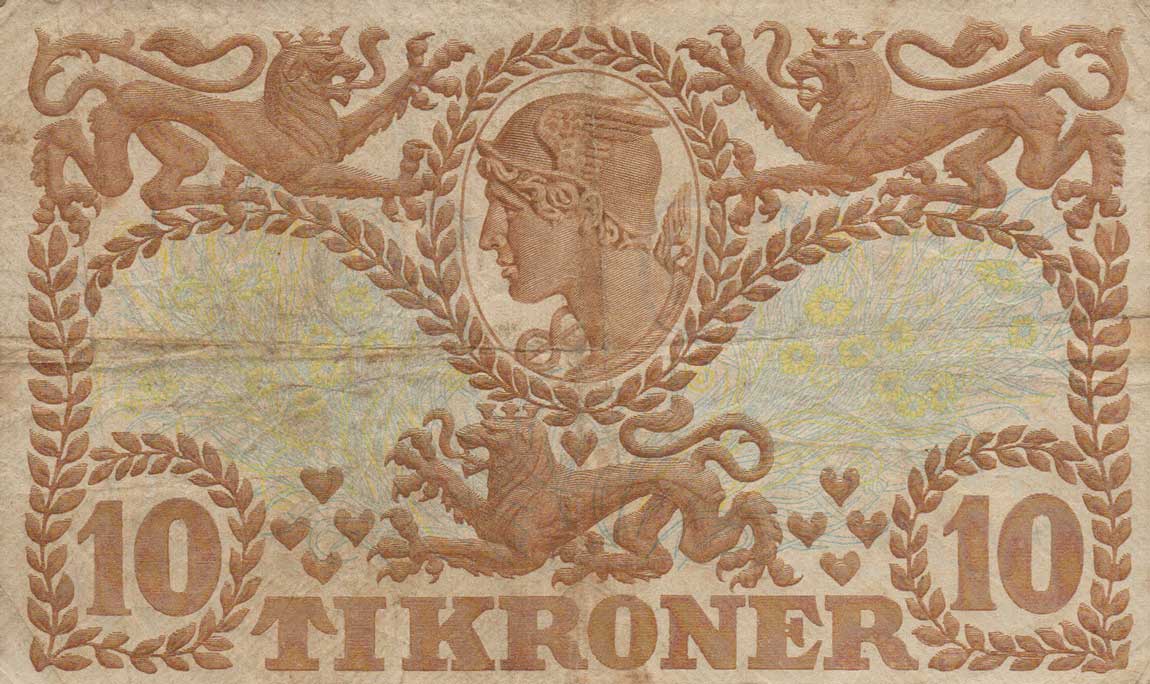 Back of Denmark p31f: 10 Kroner from 1939