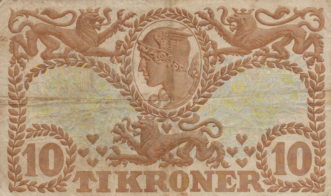 Back of Denmark p31f: 10 Kroner from 1939
