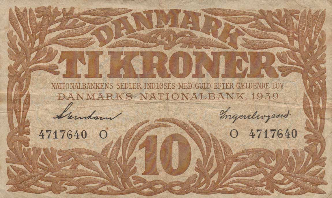 Front of Denmark p31f: 10 Kroner from 1939