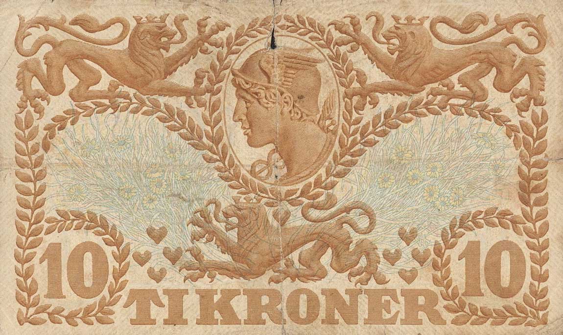 Back of Denmark p31g: 10 Kroner from 1939