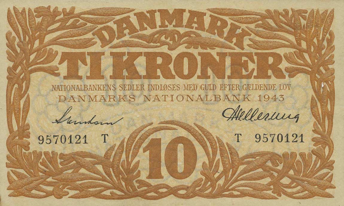 Front of Denmark p31n: 10 Kroner from 1943