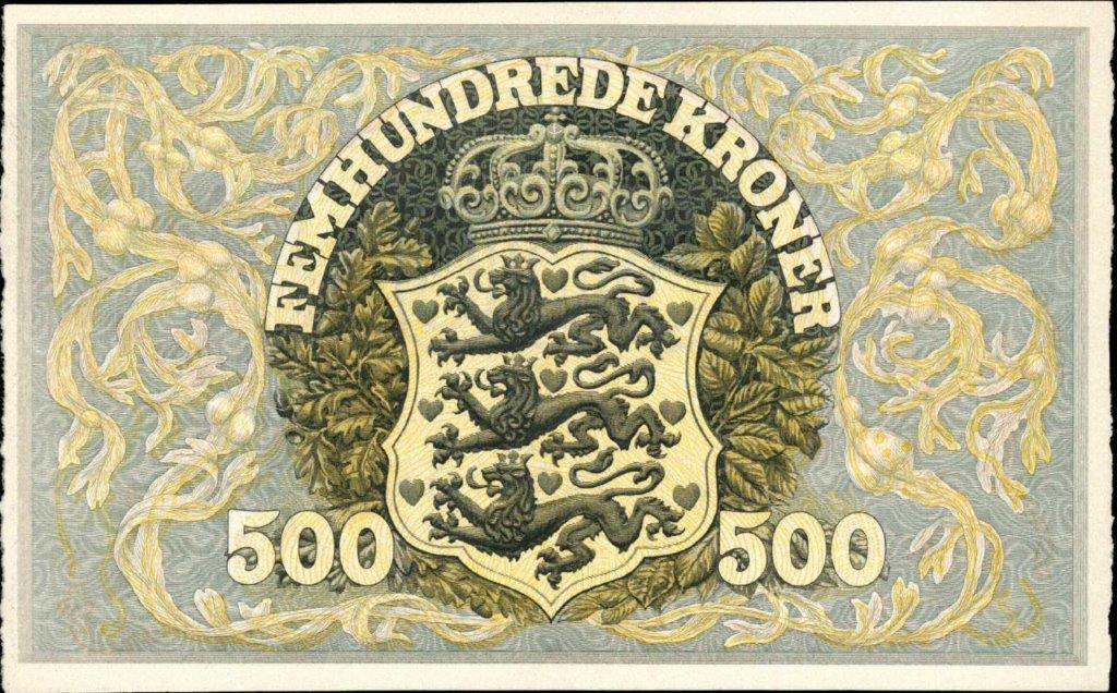 Back of Denmark p34b: 500 Kroner from 1941