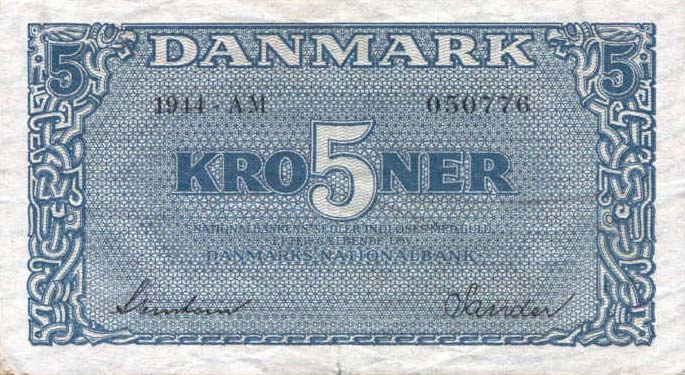 Front of Denmark p35a: 5 Kroner from 1944