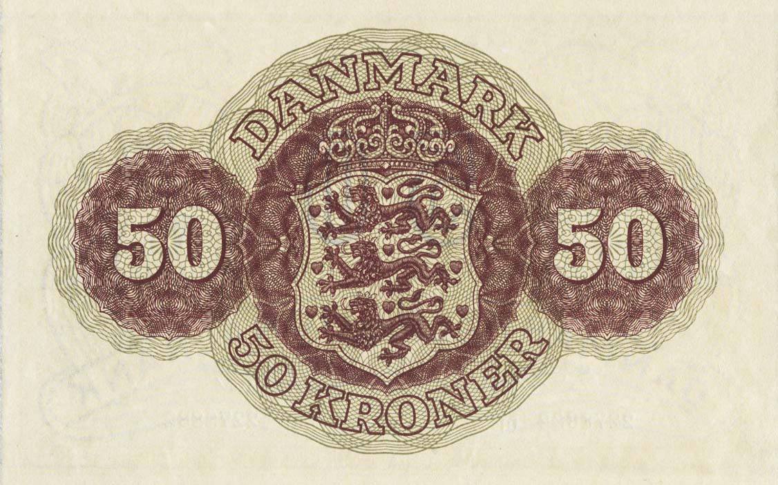 Back of Denmark p38i: 50 Kroner from 1953