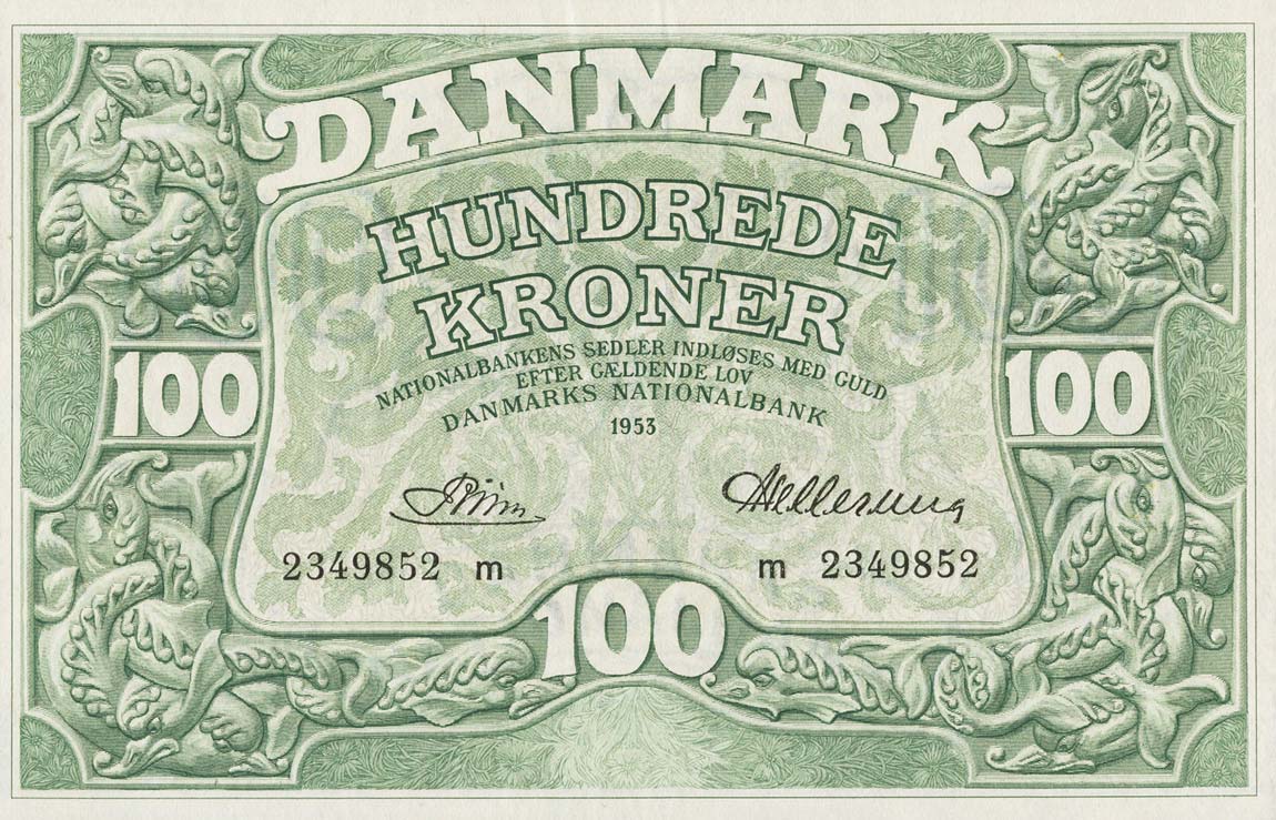 Front of Denmark p39j: 100 Kroner from 1953