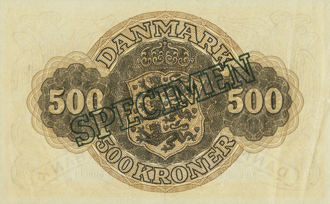 Back of Denmark p41s: 500 Kroner from 1944