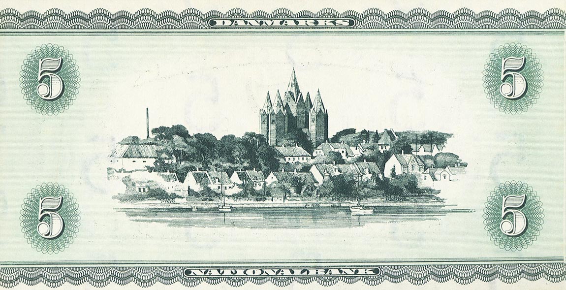 Back of Denmark p42j: 5 Kroner from 1955