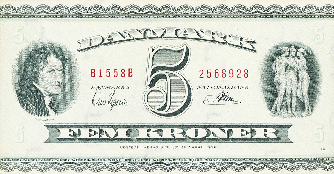 Front of Denmark p42j: 5 Kroner from 1955