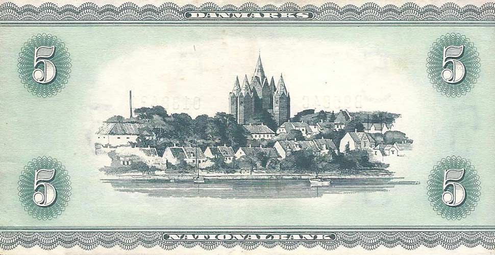 Back of Denmark p42k: 5 Kroner from 1956