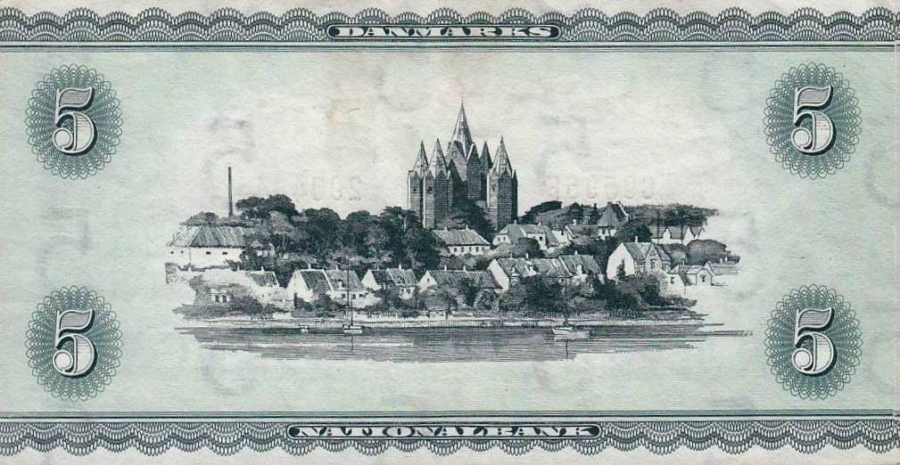 Back of Denmark p42n: 5 Kroner from 1957