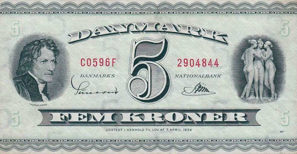 Front of Denmark p42n: 5 Kroner from 1957