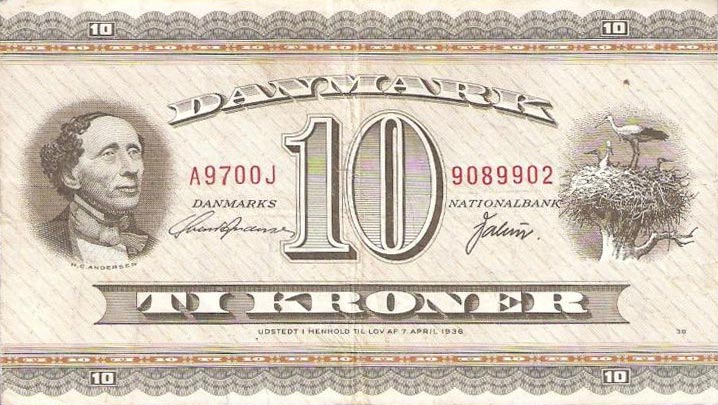 Front of Denmark p43e: 10 Kroner from 1952