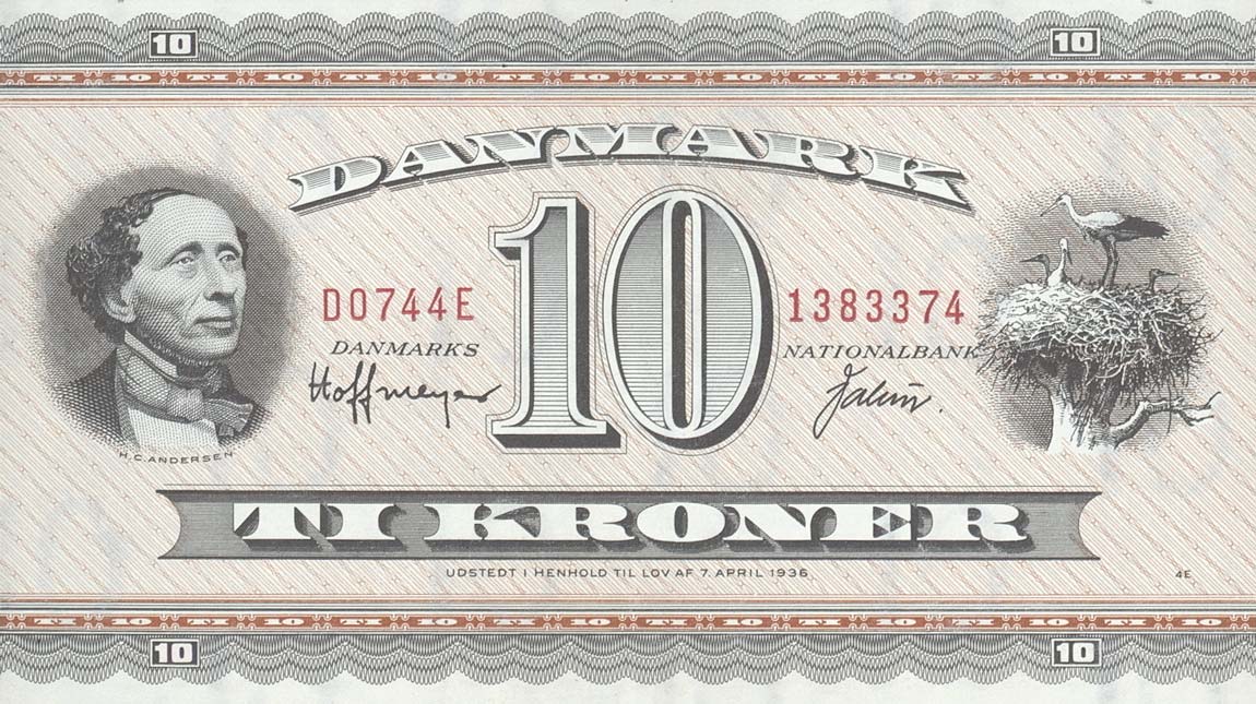 Front of Denmark p44ai: 10 Kroner from 1974