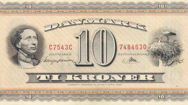 Front of Denmark p44b: 10 Kroner from 1954