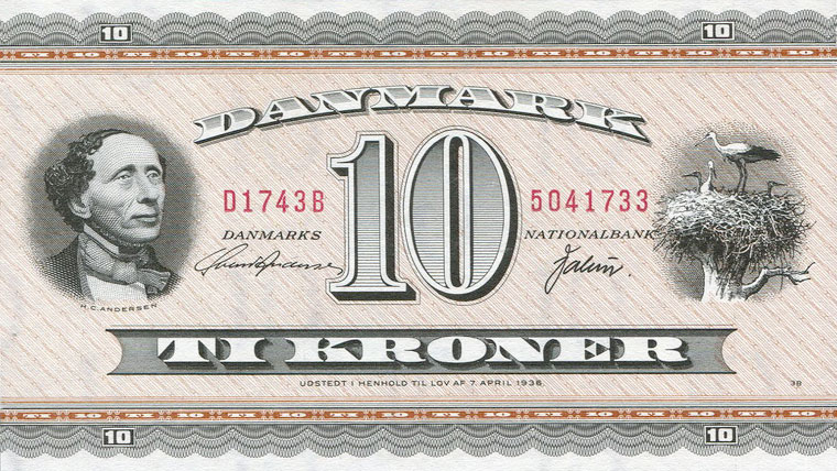 Front of Denmark p44d: 10 Kroner from 1954