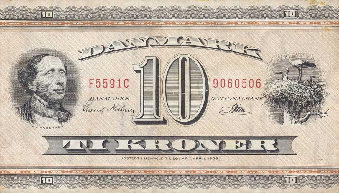 Front of Denmark p44w: 10 Kroner from 1963