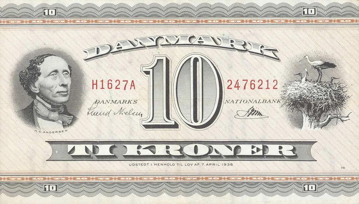 Front of Denmark p44u: 10 Kroner from 1961