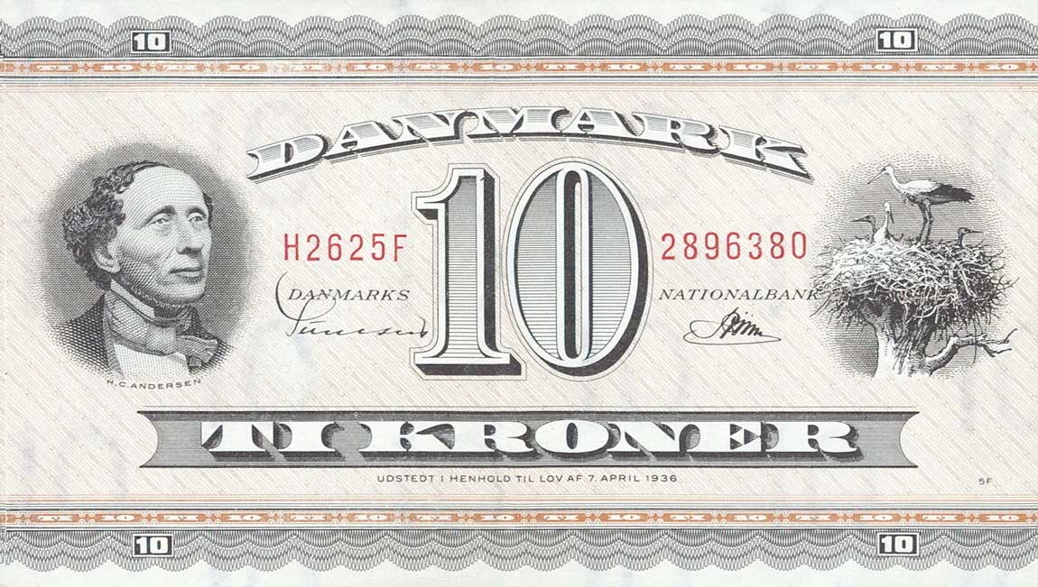 Front of Denmark p44v: 10 Kroner from 1962