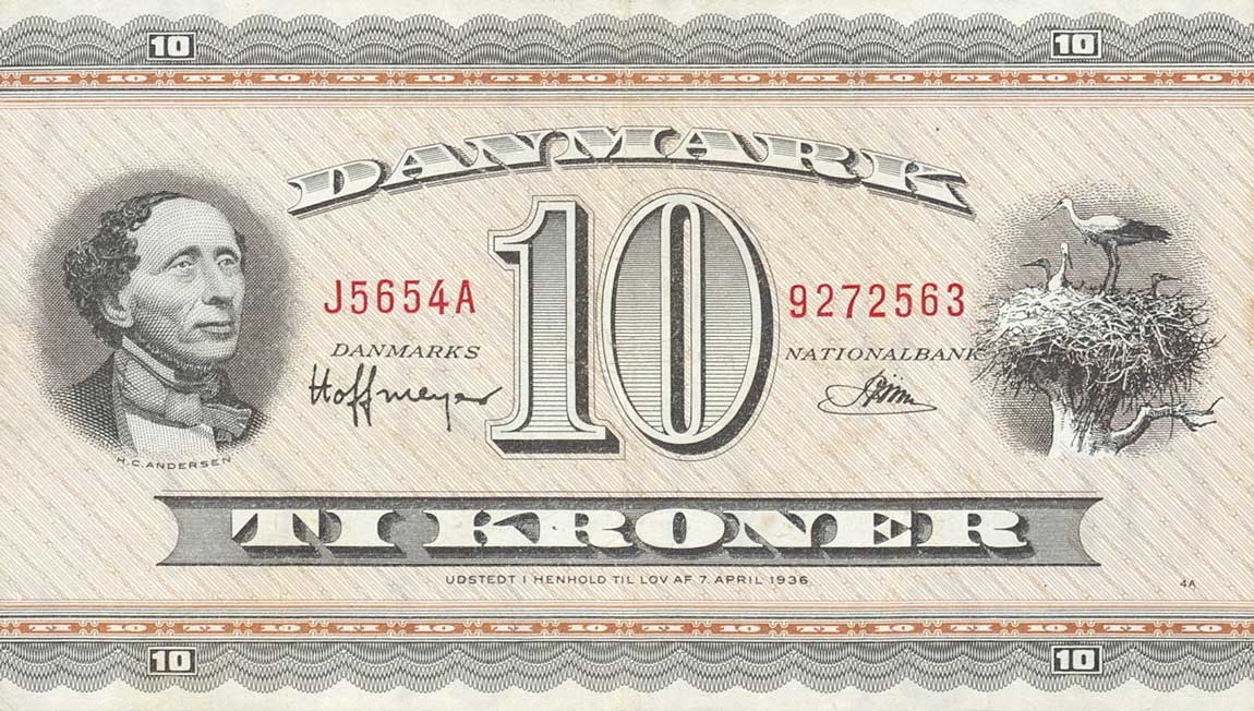 Front of Denmark p44y: 10 Kroner from 1965