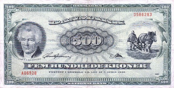 Front of Denmark p47b: 500 Kroner from 1965