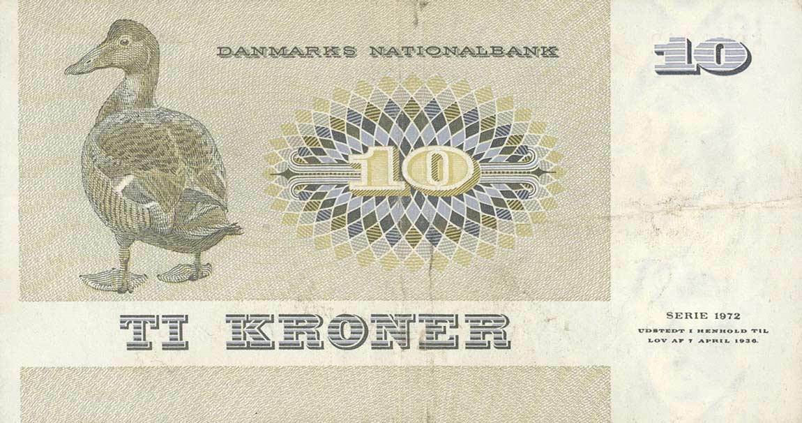Back of Denmark p48e: 10 Kroner from 1975