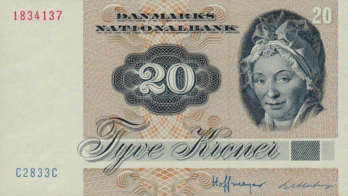 Front of Denmark p49d: 20 Kroner from 1983