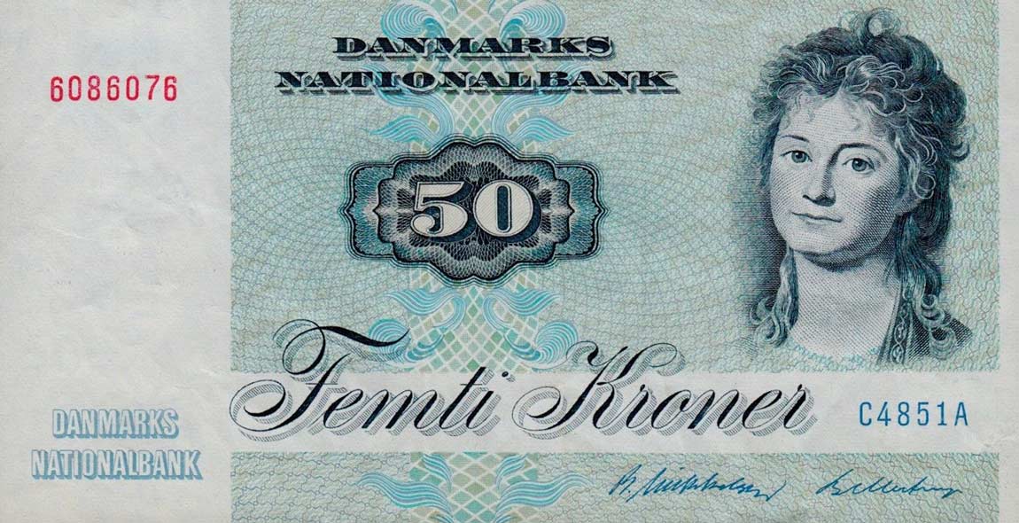 Front of Denmark p50g: 50 Kroner from 1985
