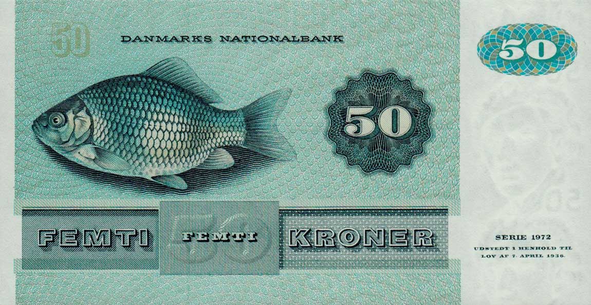 Back of Denmark p50n: 50 Kroner from 1997