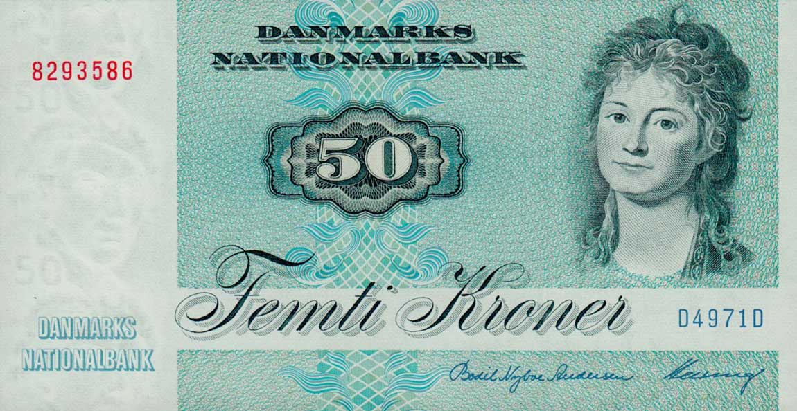 Front of Denmark p50n: 50 Kroner from 1997