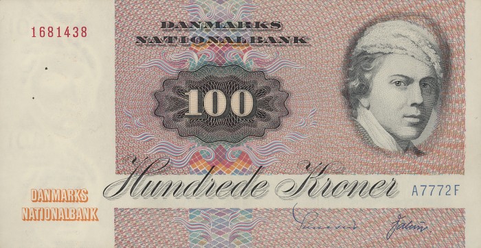 Front of Denmark p51c: 100 Kroner from 1976