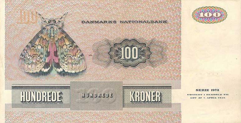 Back of Denmark p51h: 100 Kroner from 1981