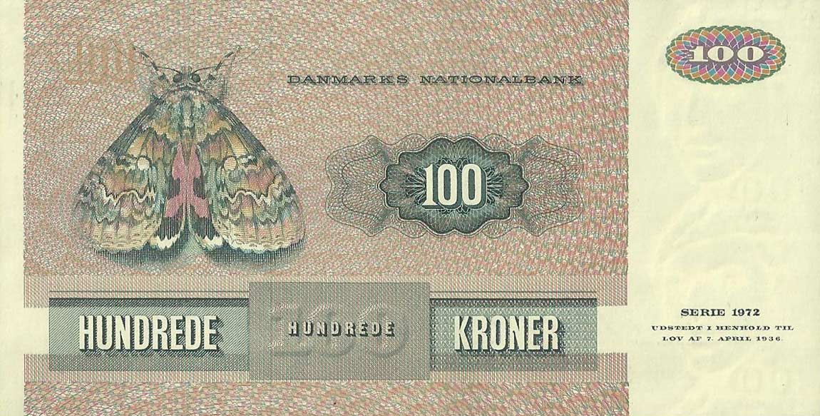 Back of Denmark p51i: 100 Kroner from 1982