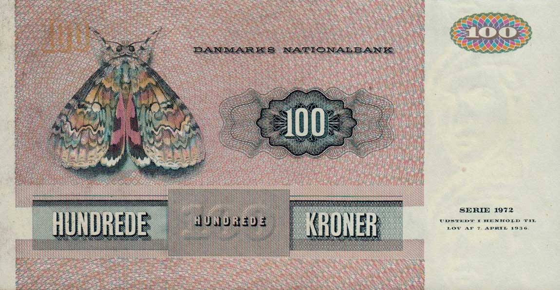 Back of Denmark p51j: 100 Kroner from 1983