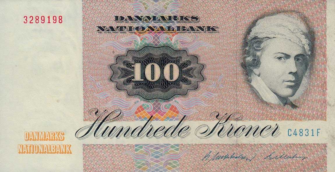 Front of Denmark p51j: 100 Kroner from 1983