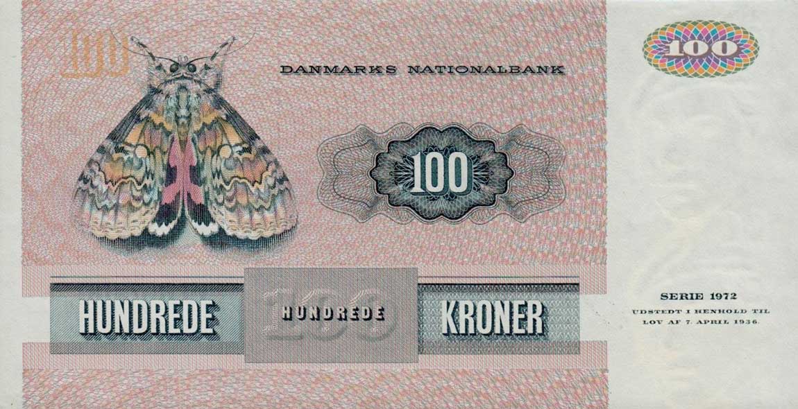 Back of Denmark p51p: 100 Kroner from 1986