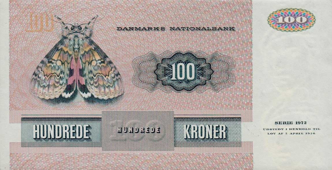 Back of Denmark p51q: 100 Kroner from 1987