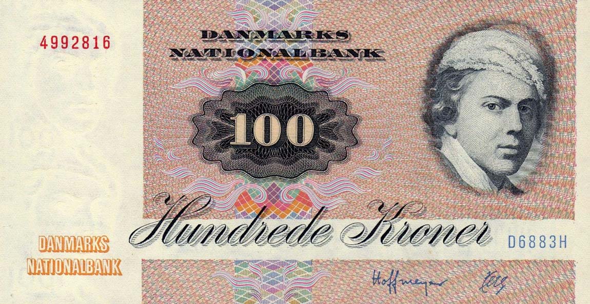 Front of Denmark p51r: 100 Kroner from 1988