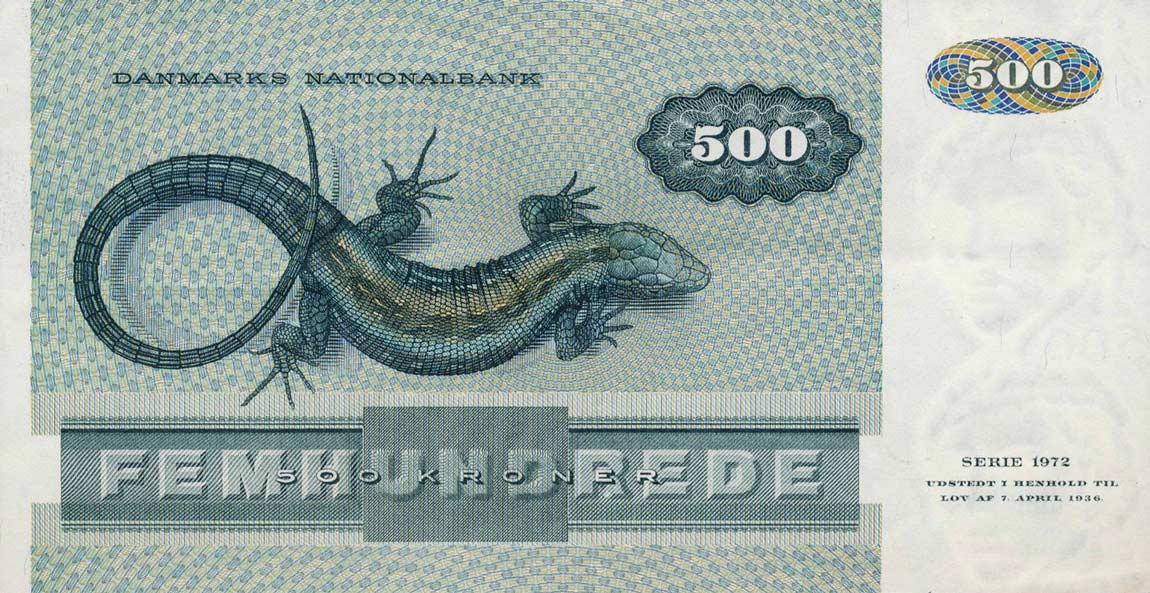 Back of Denmark p52b: 500 Kroner from 1976