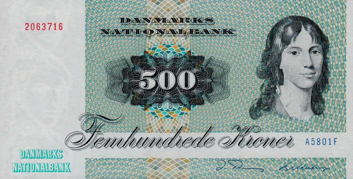 Front of Denmark p52c: 500 Kroner from 1980