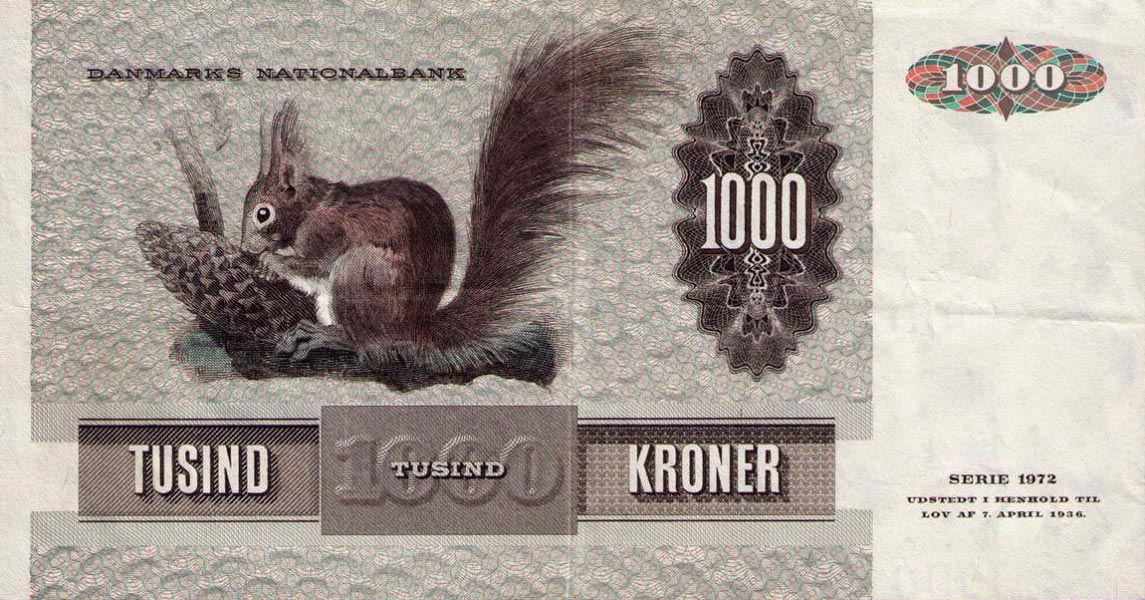 Back of Denmark p53a: 1000 Kroner from 1972