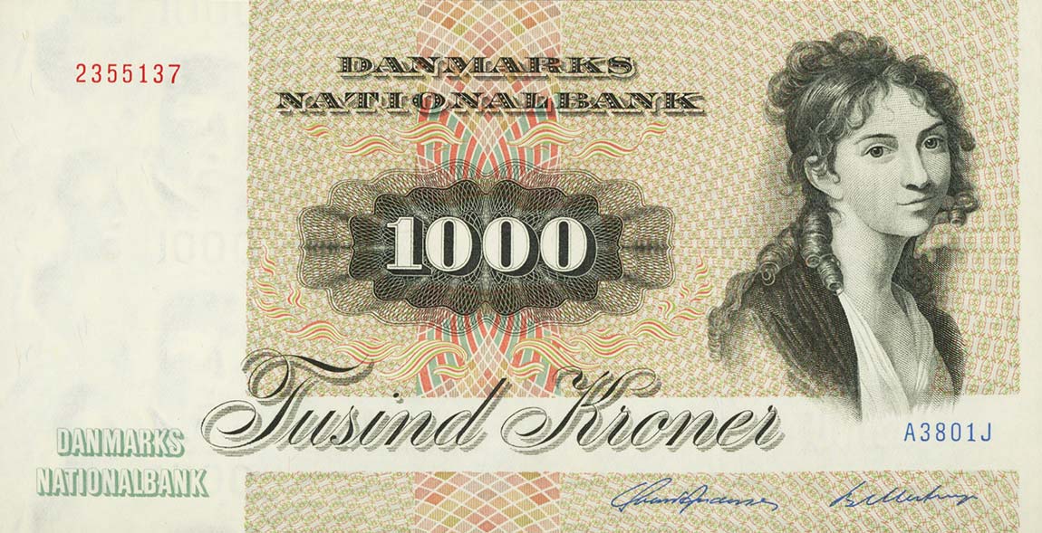 Front of Denmark p53c: 1000 Kroner from 1980