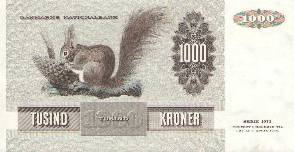 Back of Denmark p53e: 1000 Kroner from 1981