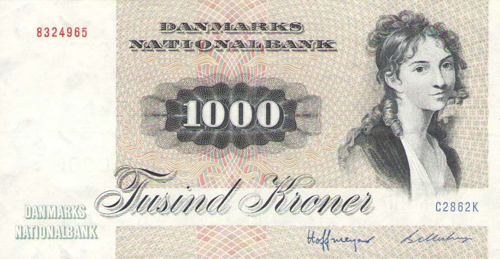 Front of Denmark p53e: 1000 Kroner from 1981