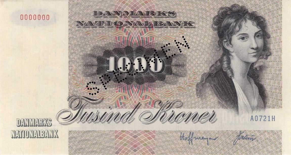 Front of Denmark p53s: 1000 Kroner from 1972