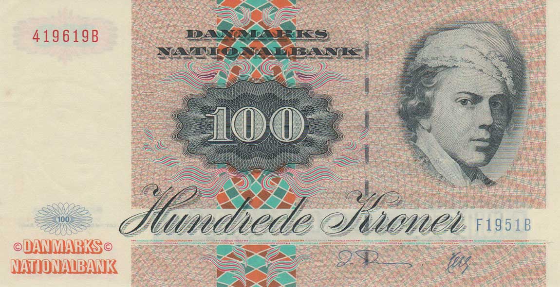 Front of Denmark p54b: 100 Kroner from 1995