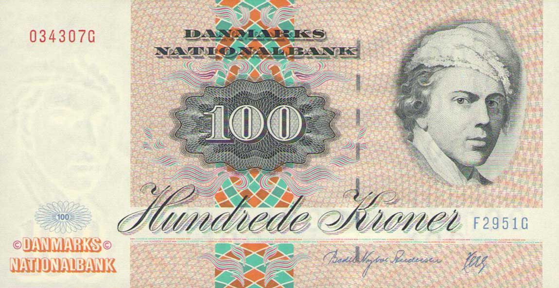 Front of Denmark p54c: 100 Kroner from 1995