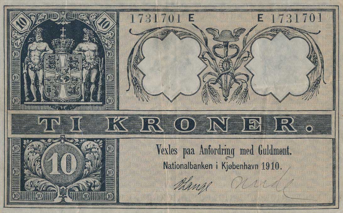 Front of Denmark p7j: 10 Kroner from 1910